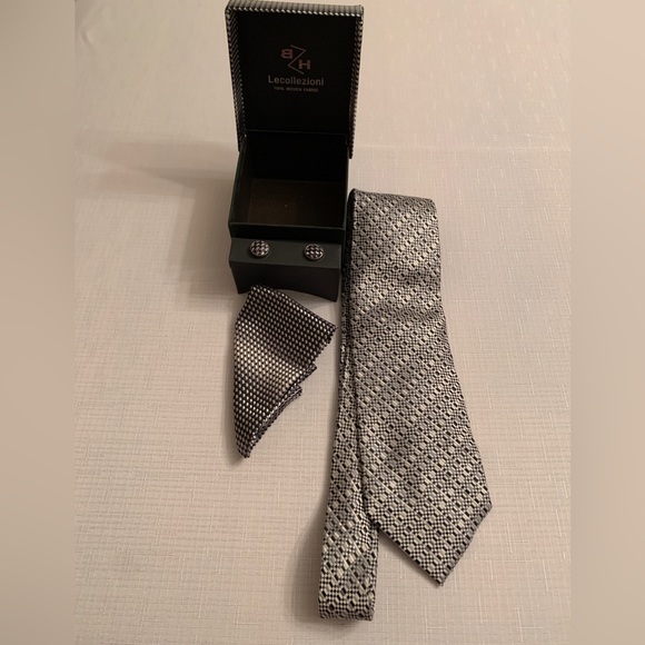 Men's 3 pieces Gift Box Set - Tie, Pocket square and Cufflinks - Picture 3 of 8